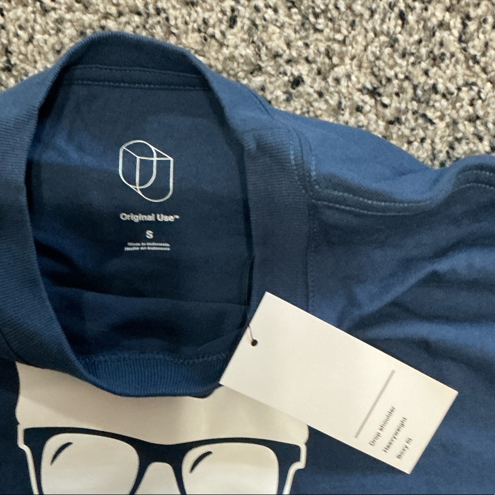 Custom Designed Blue Graphic T-Shirt with French Bulldog Design- New With Tags - Picture 2 of 3